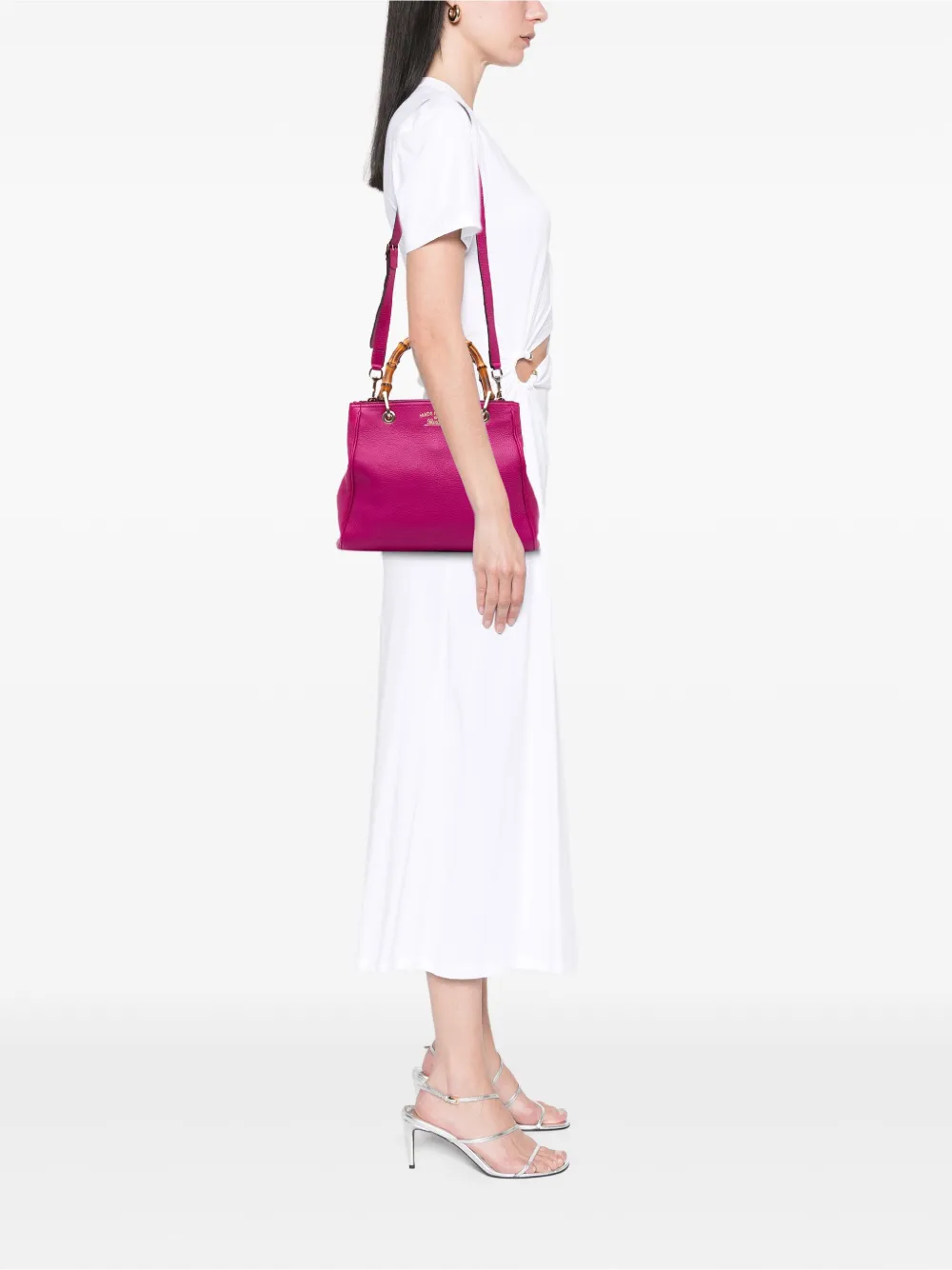 Pre-owned Gucci 2016-2025 Small Calfskin Bamboo Shopper Satchel In Pink