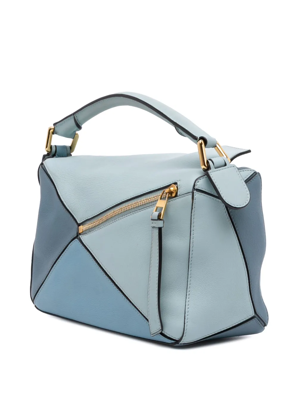 Pre-owned Loewe 2017 Small Tricolor Calfskin Puzzle Satchel In Blue