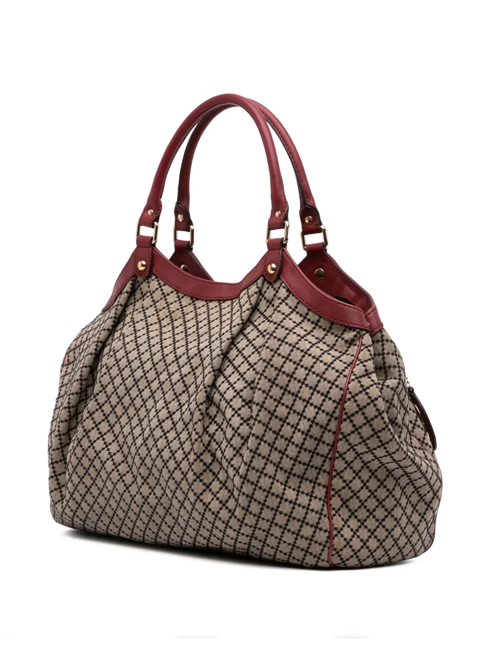 Pre-owned Gucci 2016-2025 Large Diamante Canvas Sukey Tote Bag In Brown