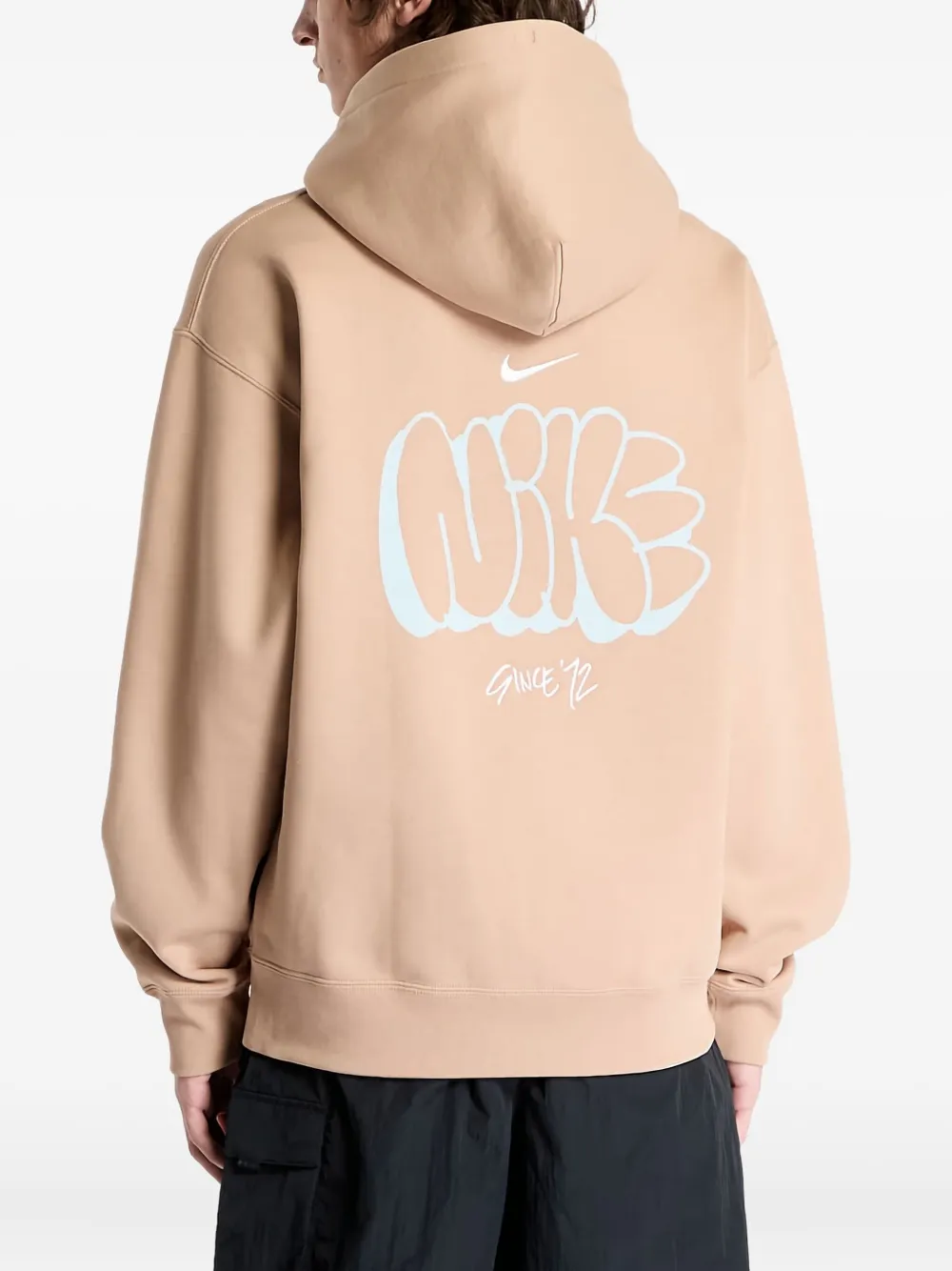 Nike Swoosh-logo Fleece Hoodie In Brown