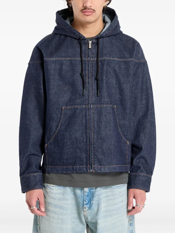 Calvin Klein zip-front Hooded Denim Jacket Blue FARFETCH MY