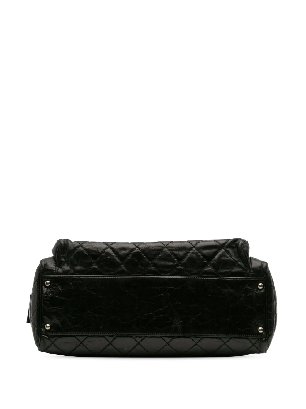 Pre-owned Chanel 2008-2009 Medium Quilted Glazed Calfskin Executive Tote Bag In Black