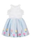 MAMA LUMA KIDS ruffle-detail striped dress - Blue