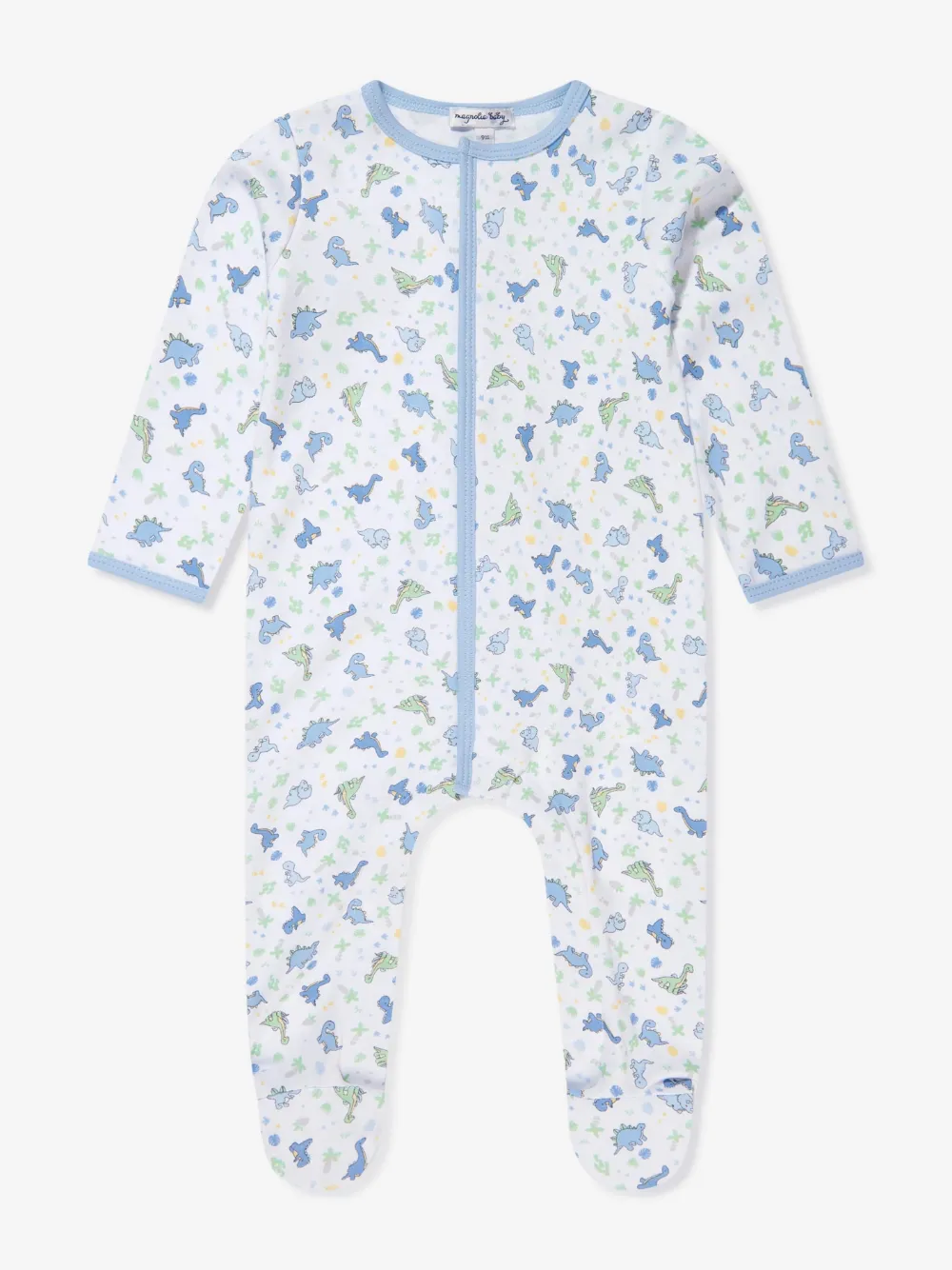 MAGNOLIA BABY dinosaur-print footed babygrow | White | Image 1