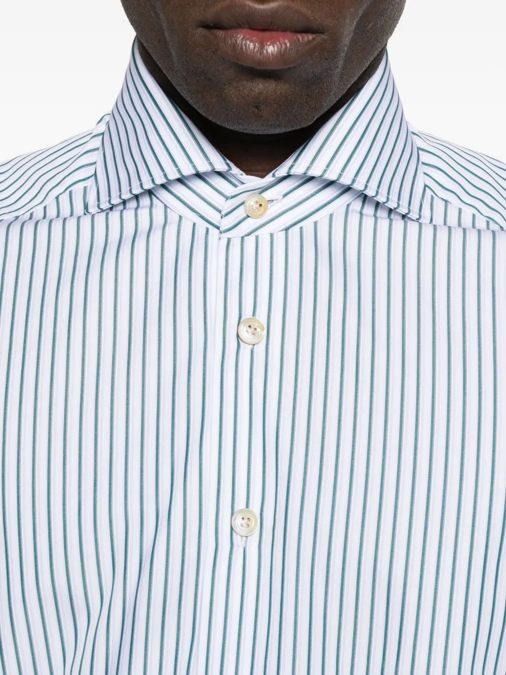 Kiton Gestreept overhemd met lange mouwen Wit