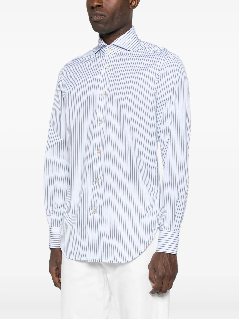 Kiton Gestreept overhemd met lange mouwen Wit