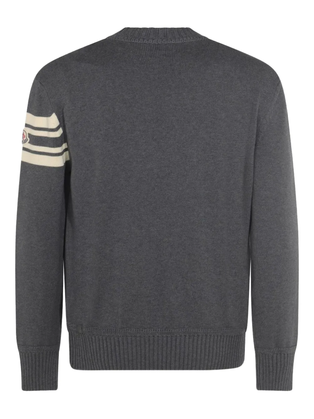 Moncler Trui met geborduurd logo en gestreepte mouwen - Grijs