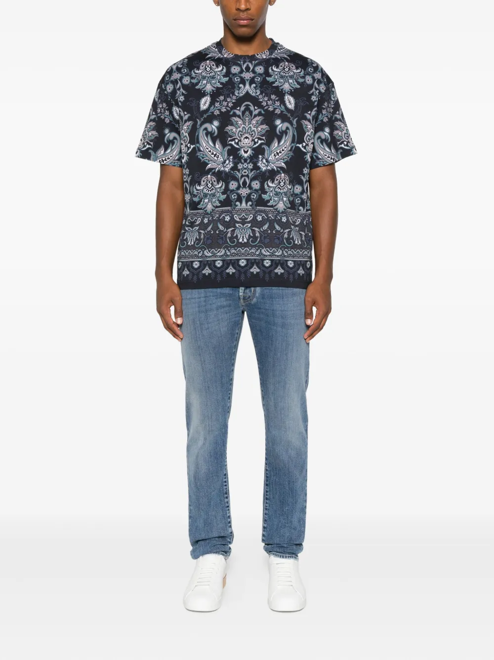 ETRO paisley-print cotton T-shirt - Blauw