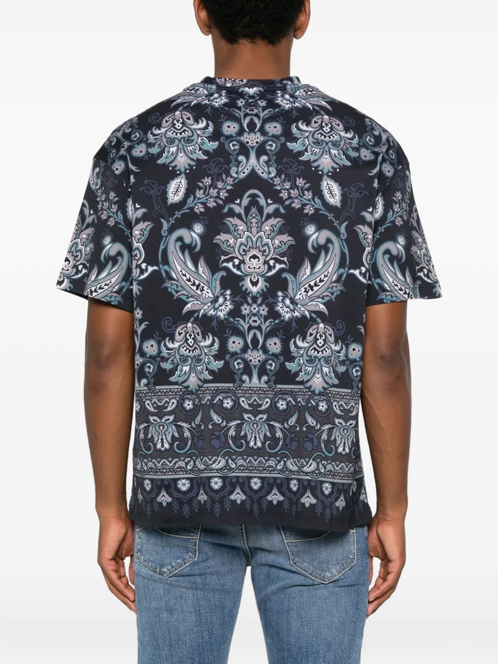 ETRO T-shirt met paisley-print Blauw