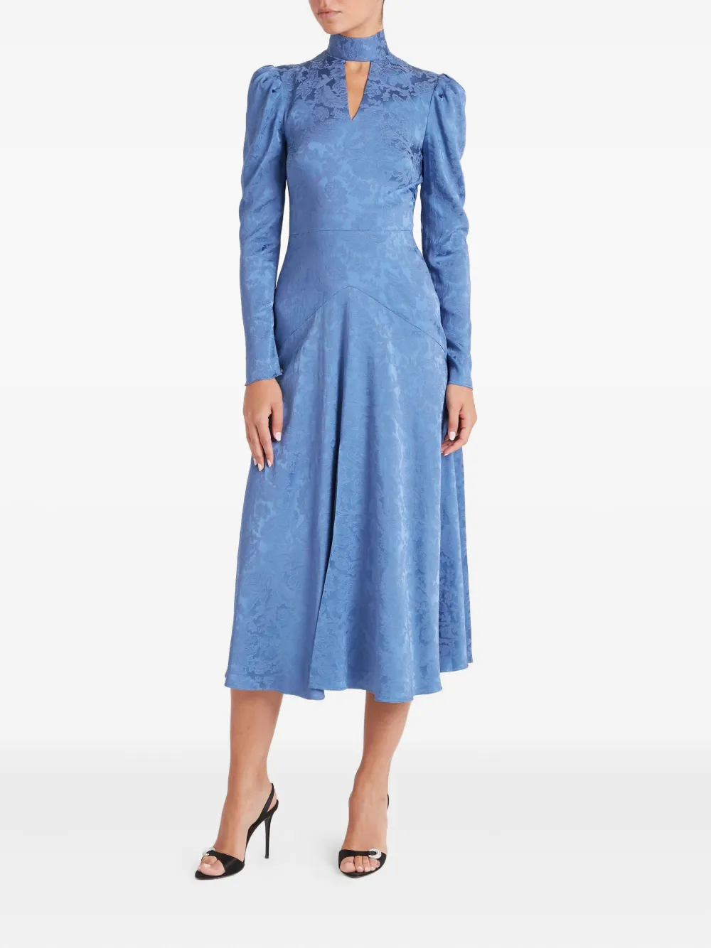Temperley London Madame Split jurk met bloemenprint - Blauw