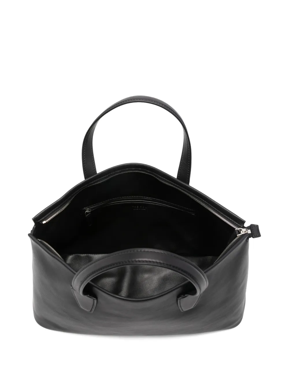 The Row Marcel Textured-leather Tote In Black