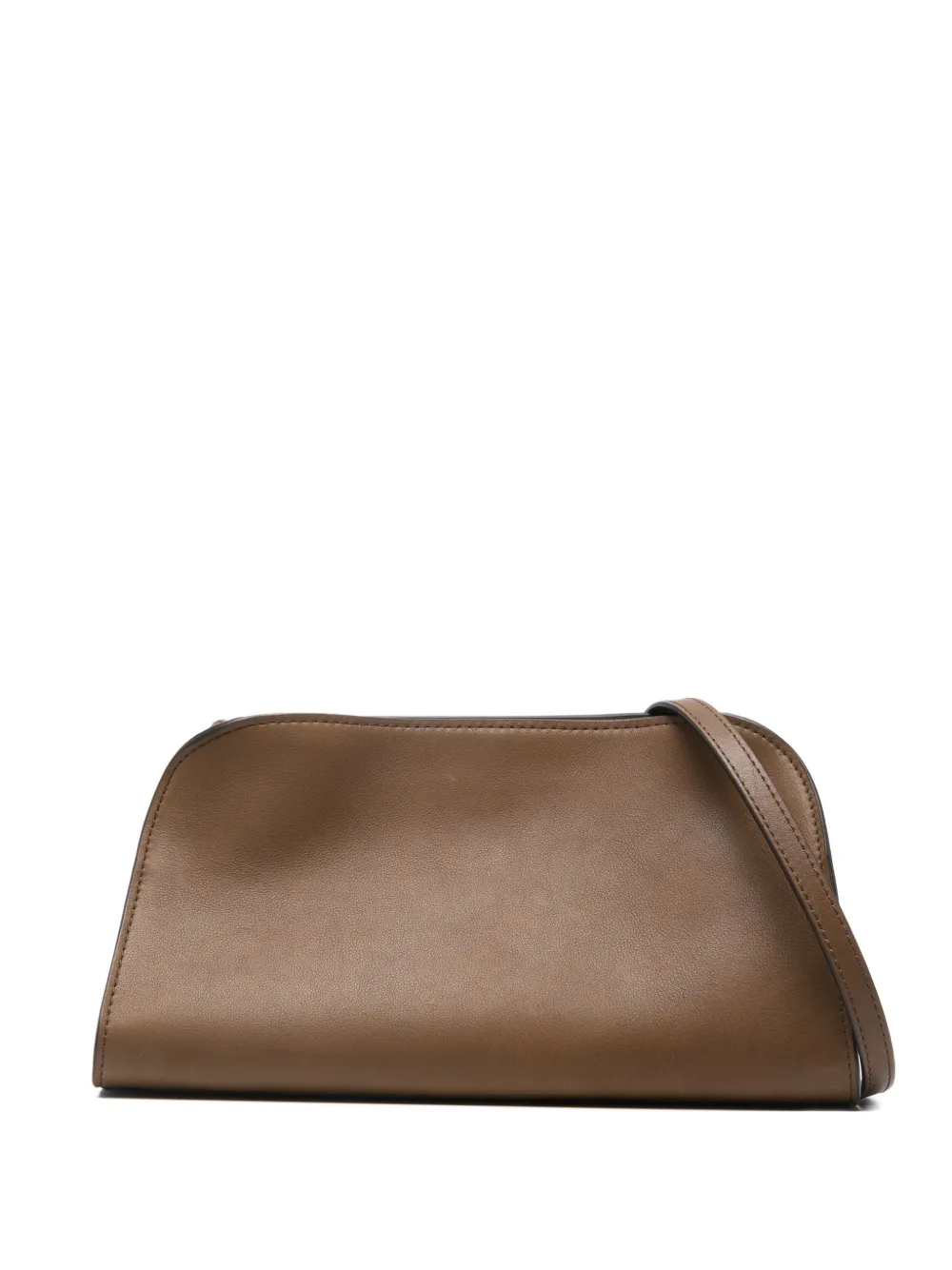 The Row Peggy Leather Clutch In Brown