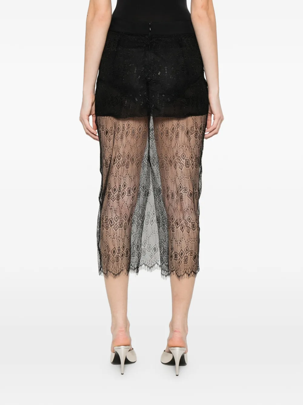 The Frankie Shop Alrose midi-rok met kant Zwart