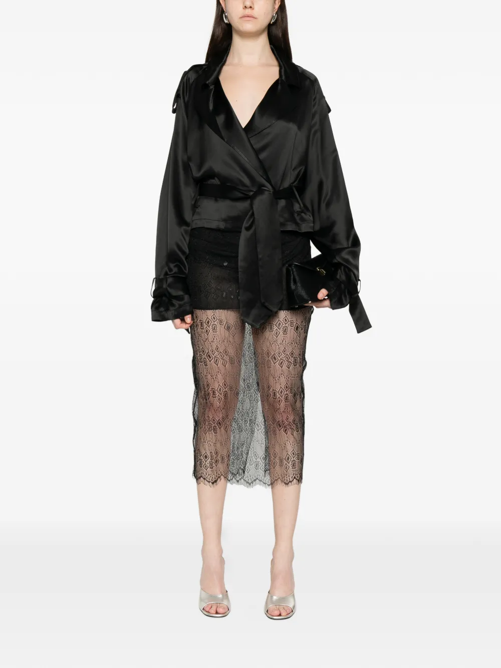 The Frankie Shop Alrose lace midi skirt - Zwart