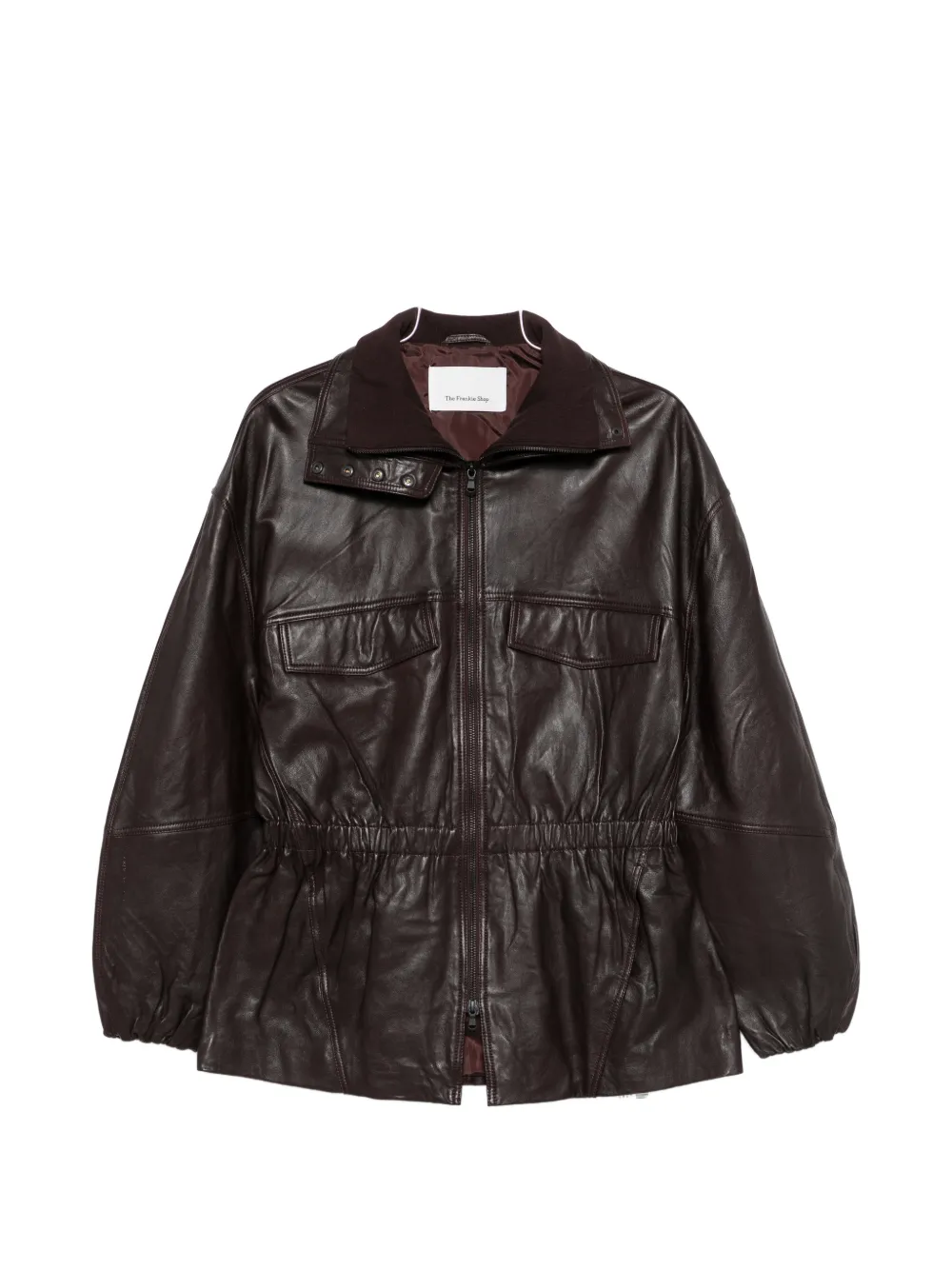 The Frankie Shop Carnaby Funnel neck leather jacket - Marrone