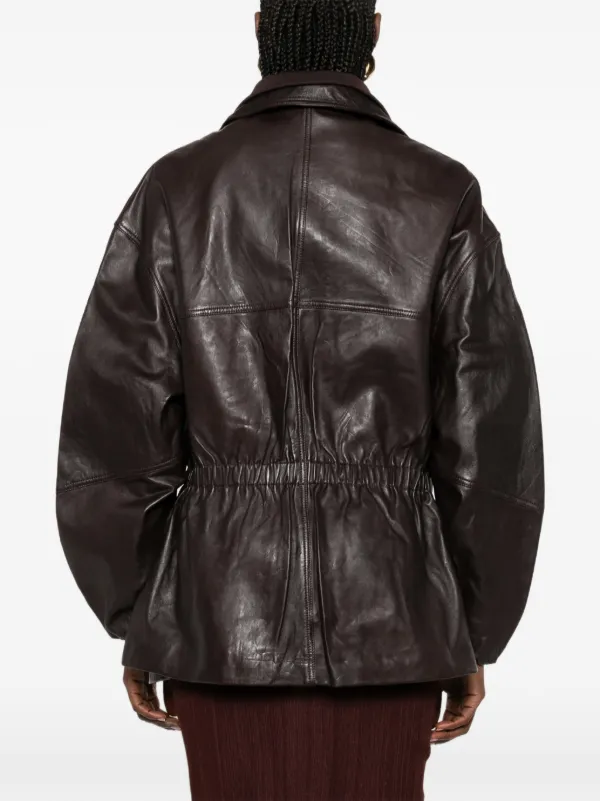 The Frankie Shop Carnaby funnel-neck Leather Jacket | Brown | FARFETCH