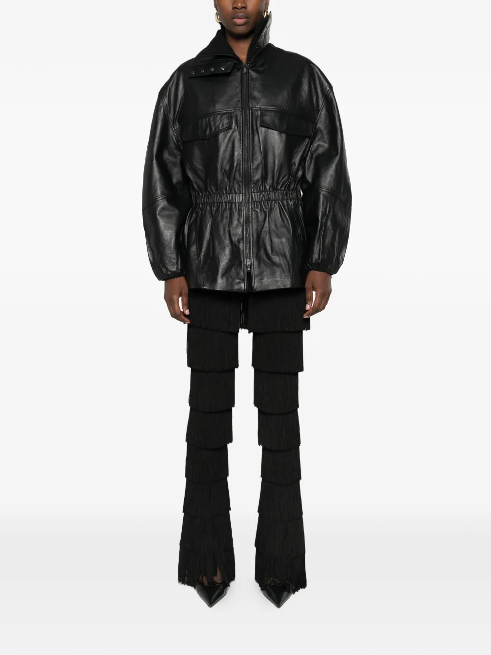 Carnaby Funnel-Neck Leather Jacket
