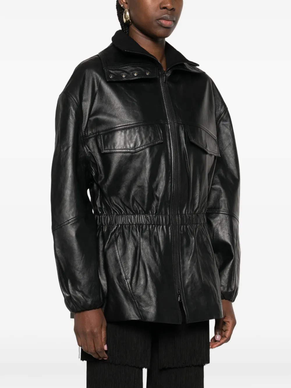 Carnaby Funnel-Neck Leather Jacket