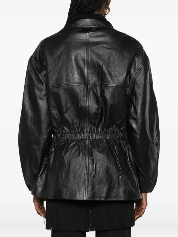 The Frankie Shop Carnaby funnel-neck Leather Jacket | Black | FARFETCH
