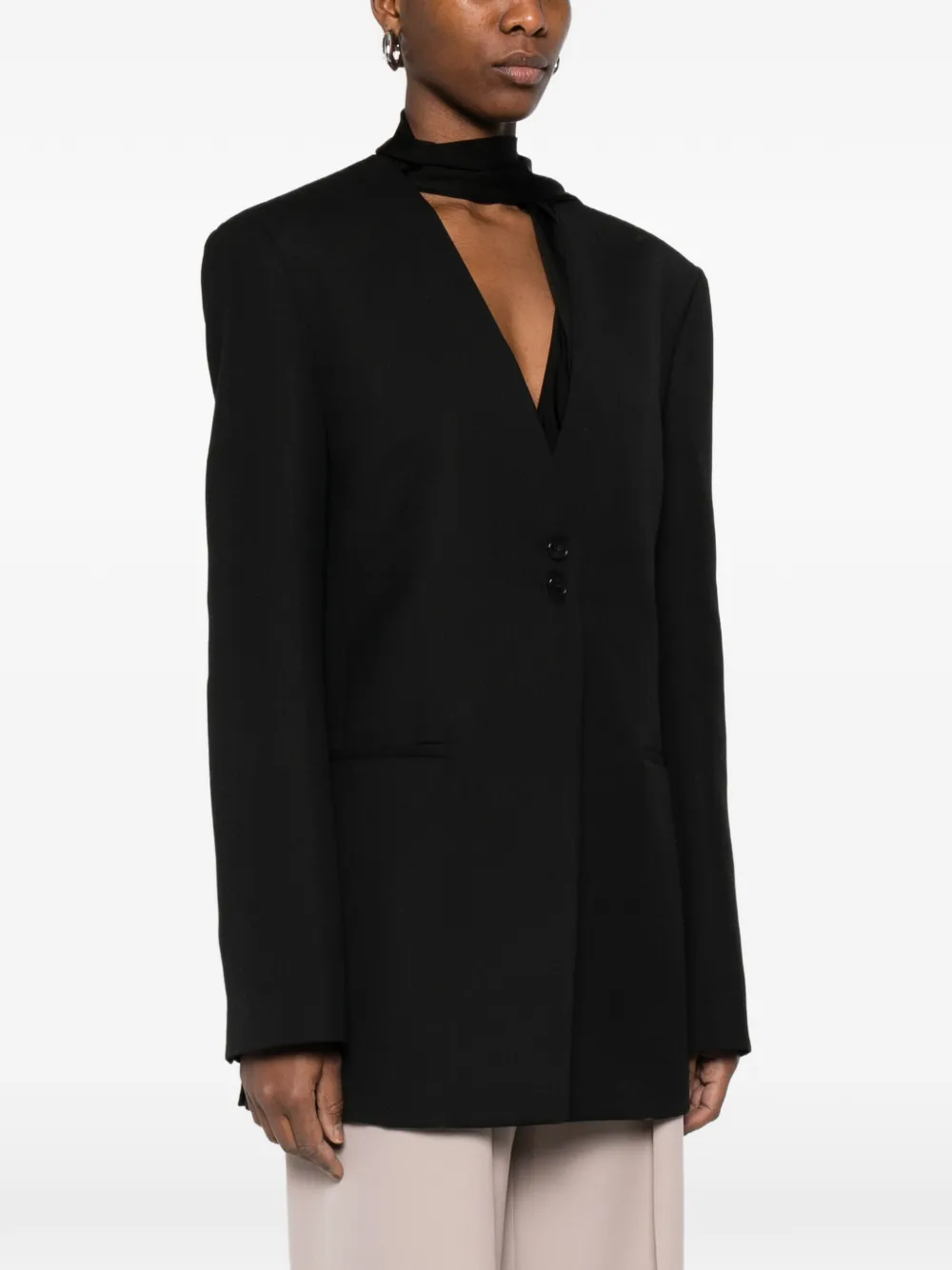 The Frankie Shop Kraagloze blazer Zwart