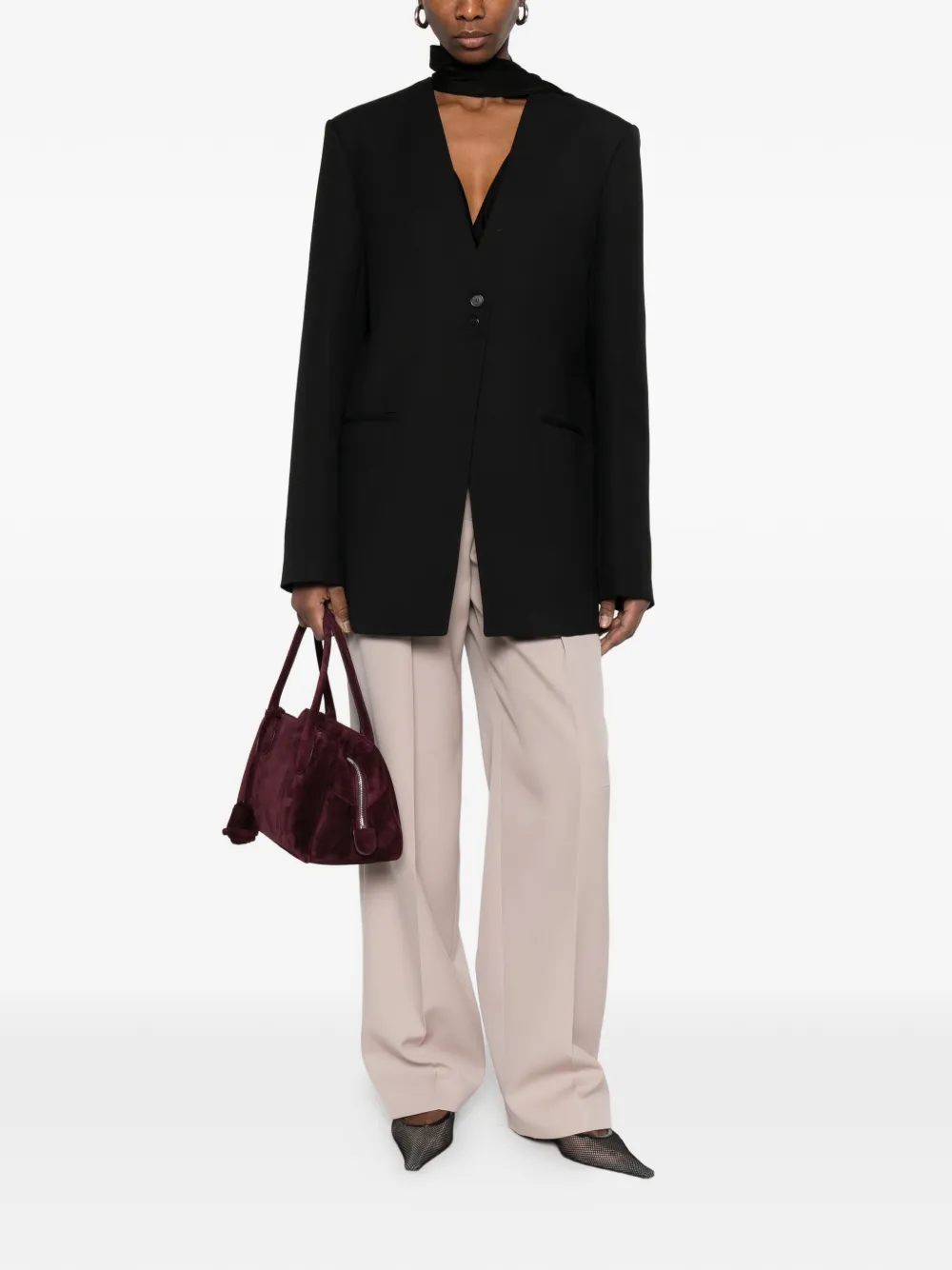 The Frankie Shop Kraagloze blazer Zwart