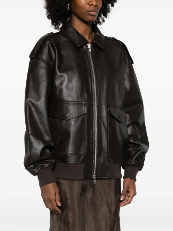 The Frankie Shop Viper レザージャケット | ブラウン | FARFETCH JP