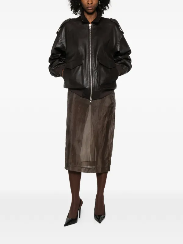 The Frankie Shop Viper レザージャケット | ブラウン | FARFETCH JP