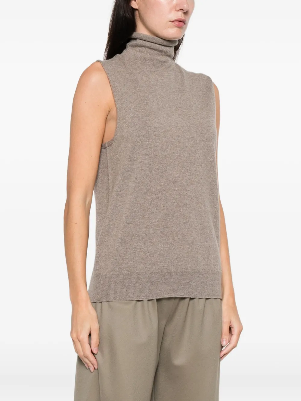 The Row Meritas Turtleneck Sleeveless Top In Neutral