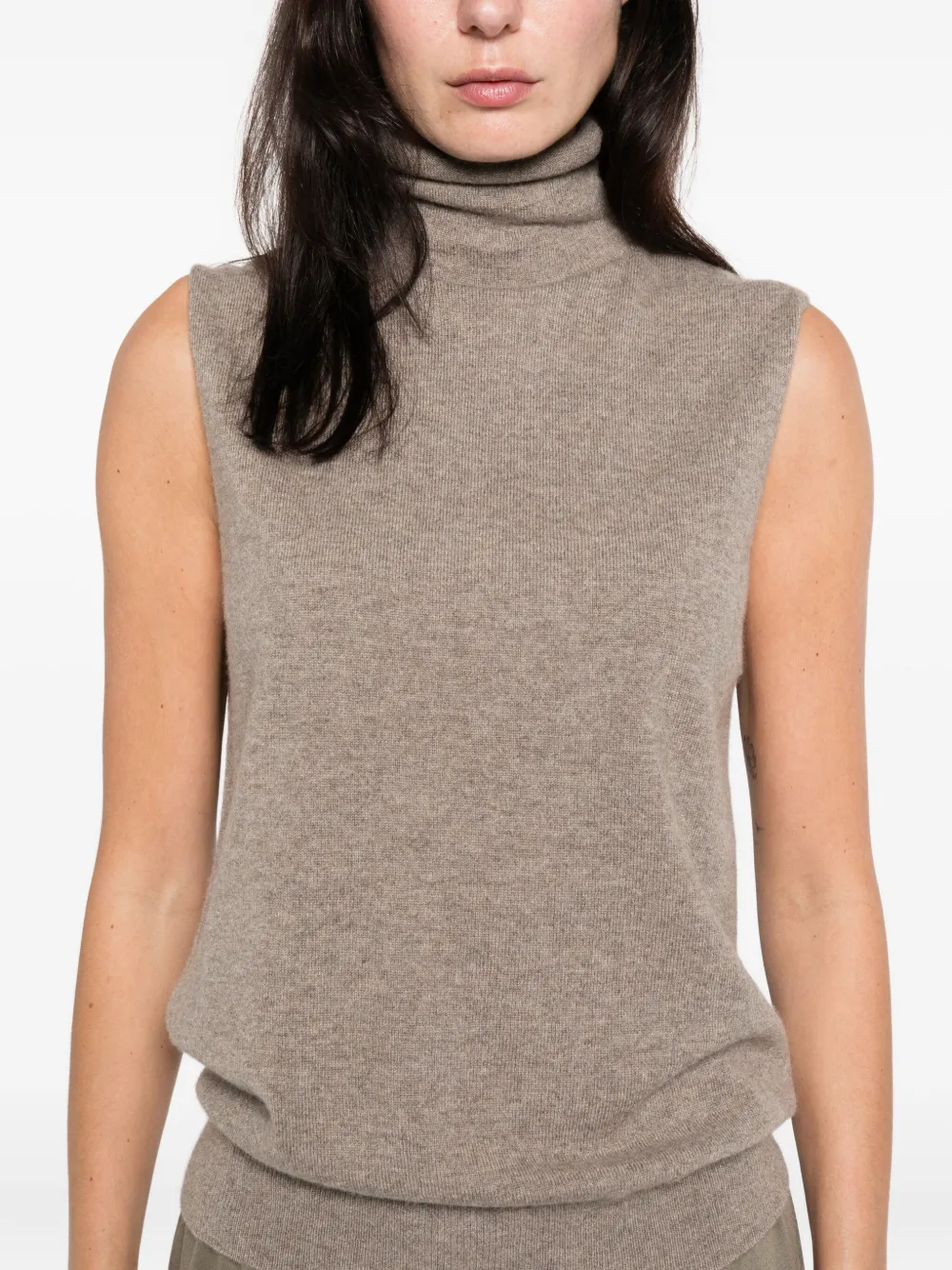 The Row Meritas Turtleneck Sleeveless Top In Neutral