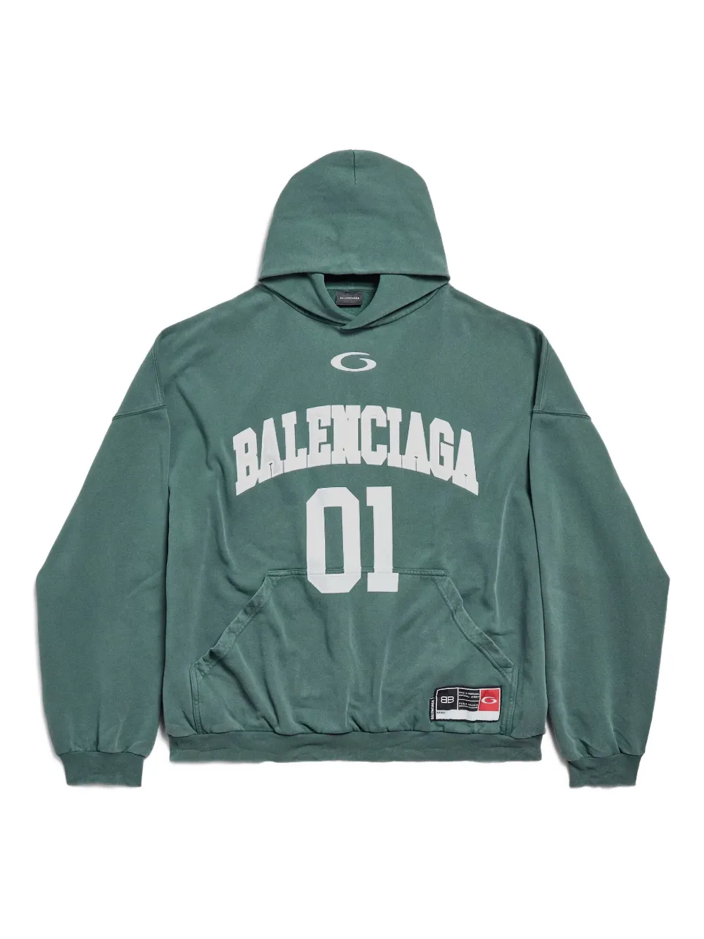 Balenciaga Hoodie Featuring Basketball Theme And Kangaroo Pocket In Green