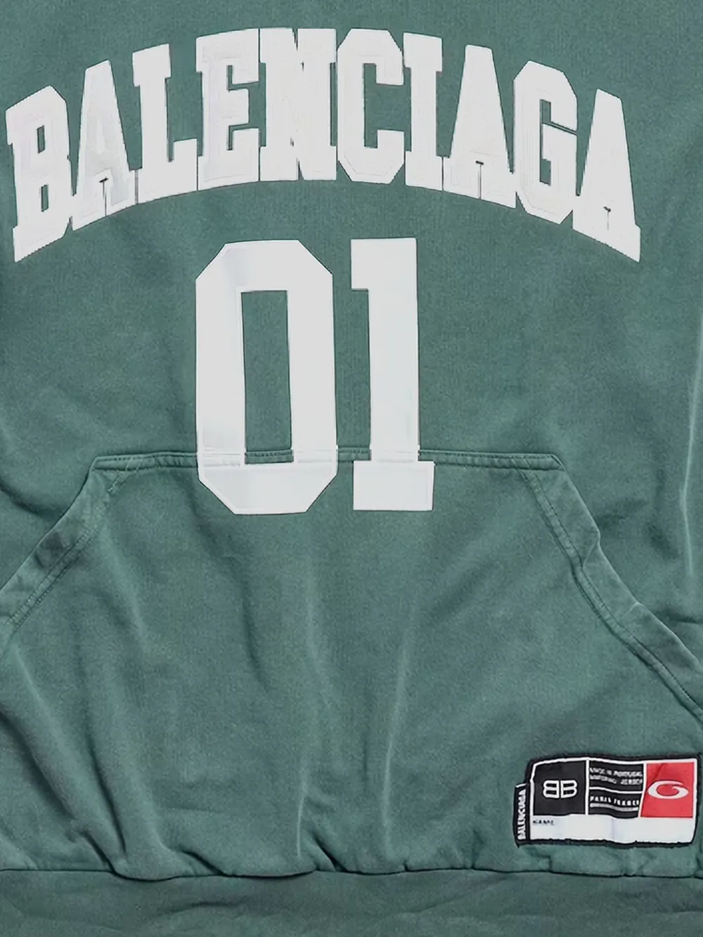 Balenciaga Hoodie Featuring Basketball Theme And Kangaroo Pocket In Green