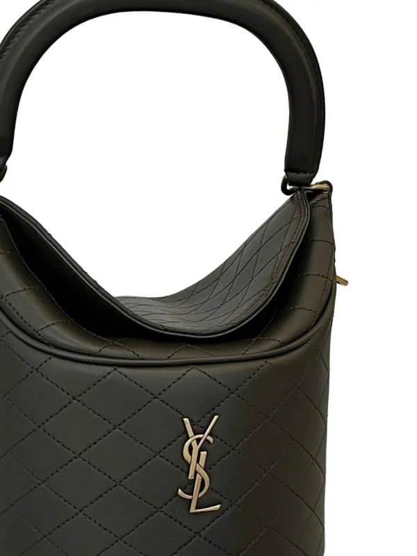 Saint Laurent Gaby quilted-pattern Mini Bucket Bag | Black | FARFETCH