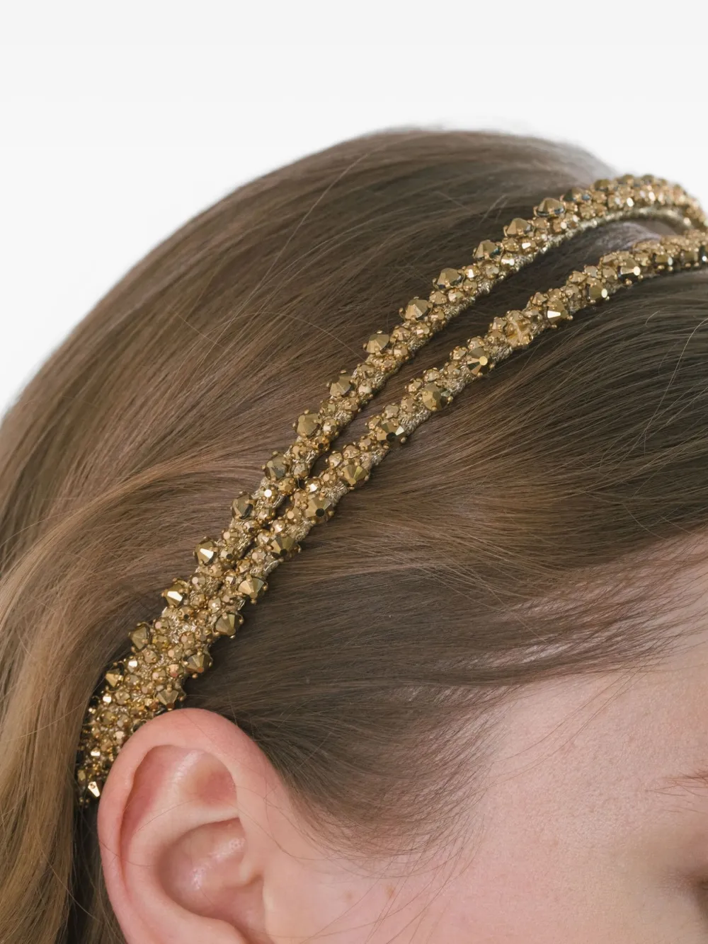 Jennifer Behr Anya Double-row Embellished Headband In Gold