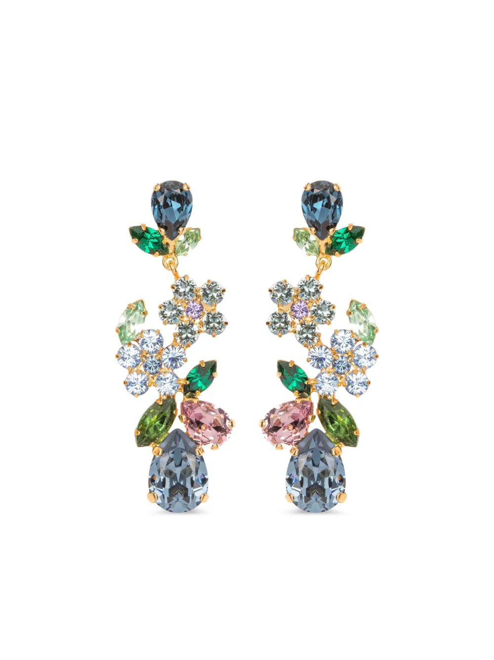 Jennifer Behr Martella floral-crystal earrings | Gold | Image 1