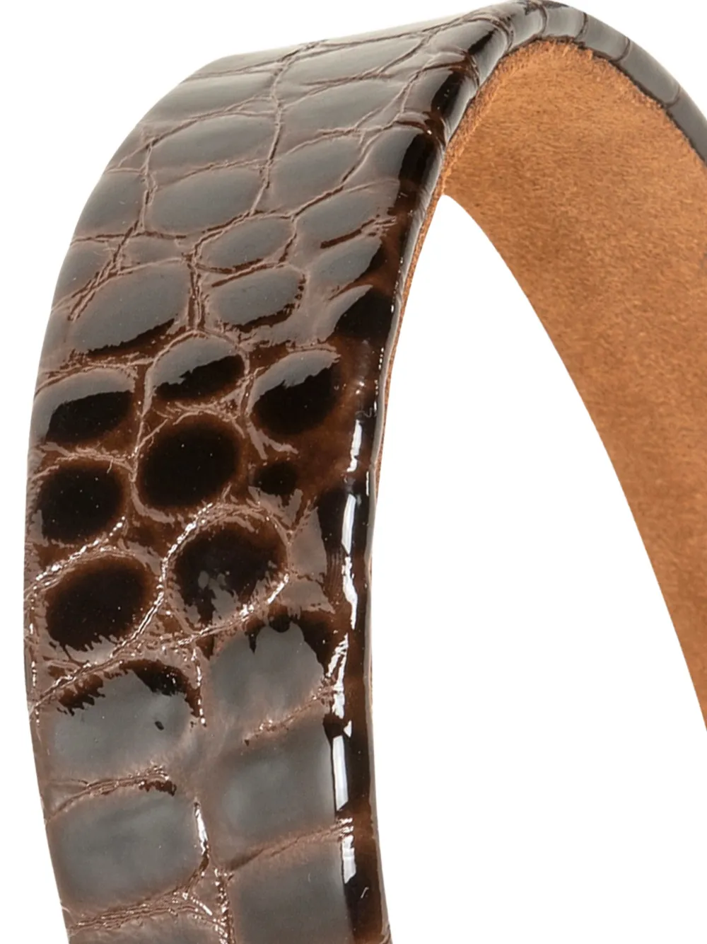 Jennifer Behr Cruz Embossed-crocodile Headband In Brown