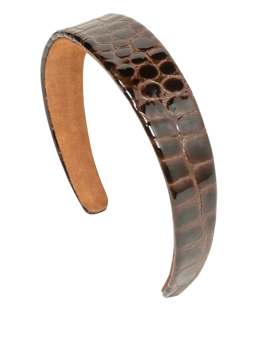 Jennifer Behr Cruz Embossed-crocodile Headband In Brown