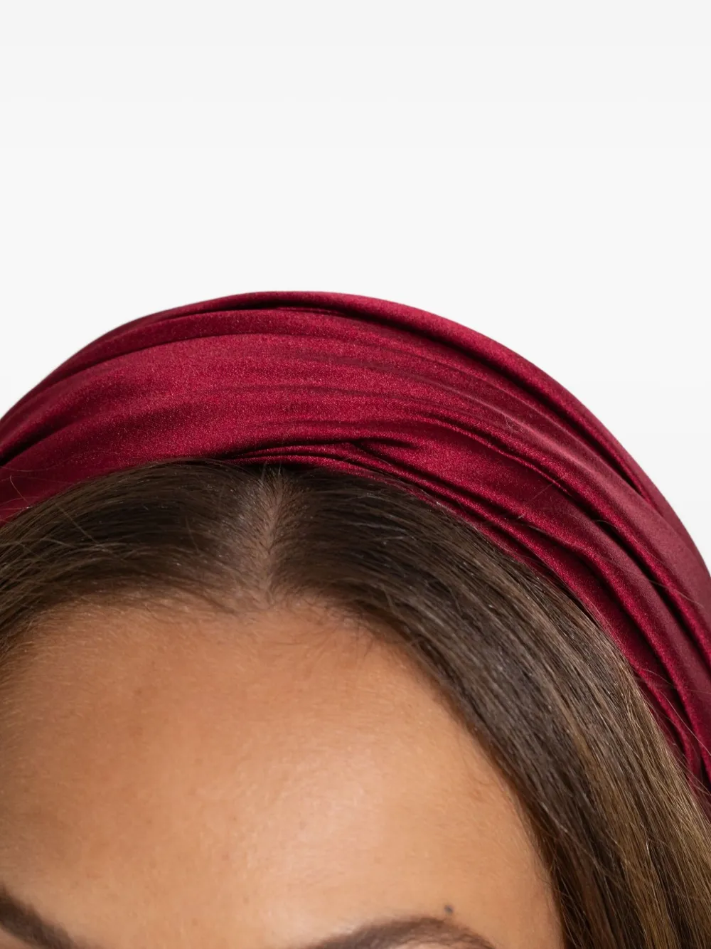 Jennifer Behr Sabrina Pleated Headband In Burgundy
