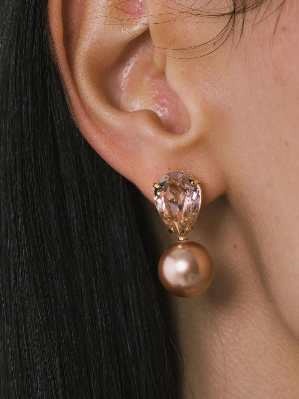 Jennifer Behr Simone Crystal-embellished Pearl Earrings In Gold