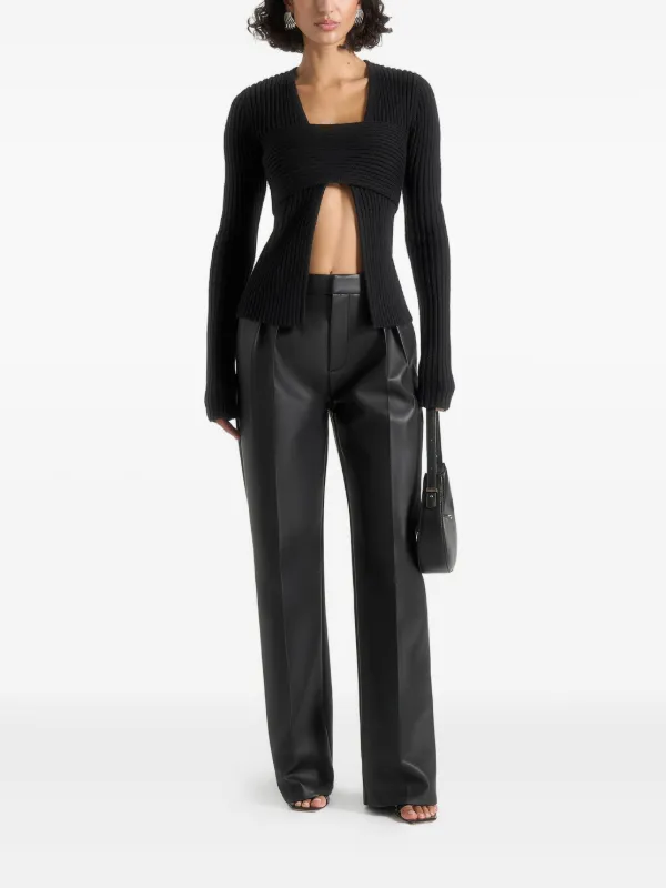 Manière De Voir Marisa Ribbed Bandeau Cardigan | Black | FARFETCH