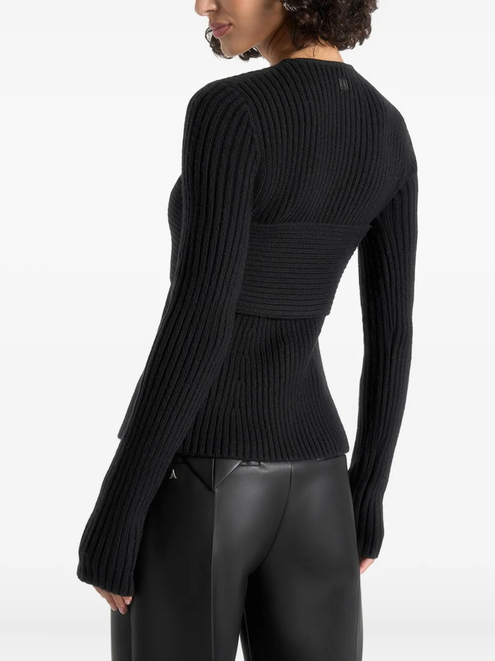 Manière De Voir Marisa Ribbed Bandeau Cardigan In Black