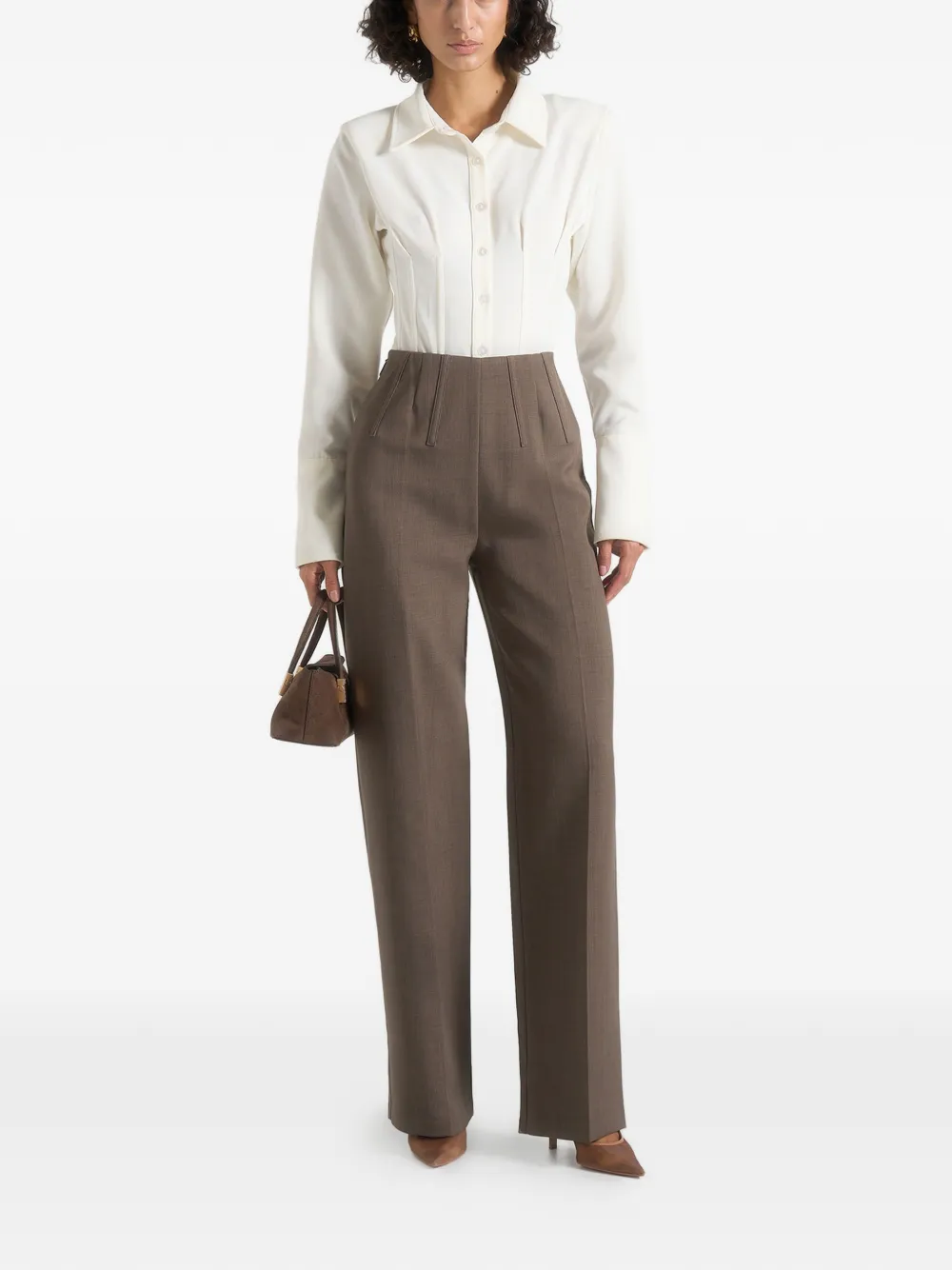 Manière De Voir Rafaela pantalon met korset-taille Bruin