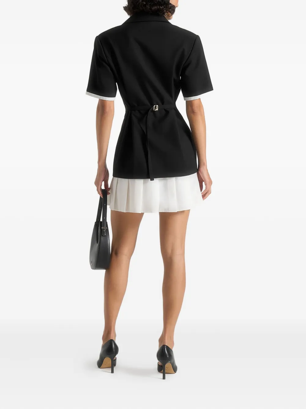 Manière De Voir Baya Pleated-skirt Blazer Mini Dress In Black