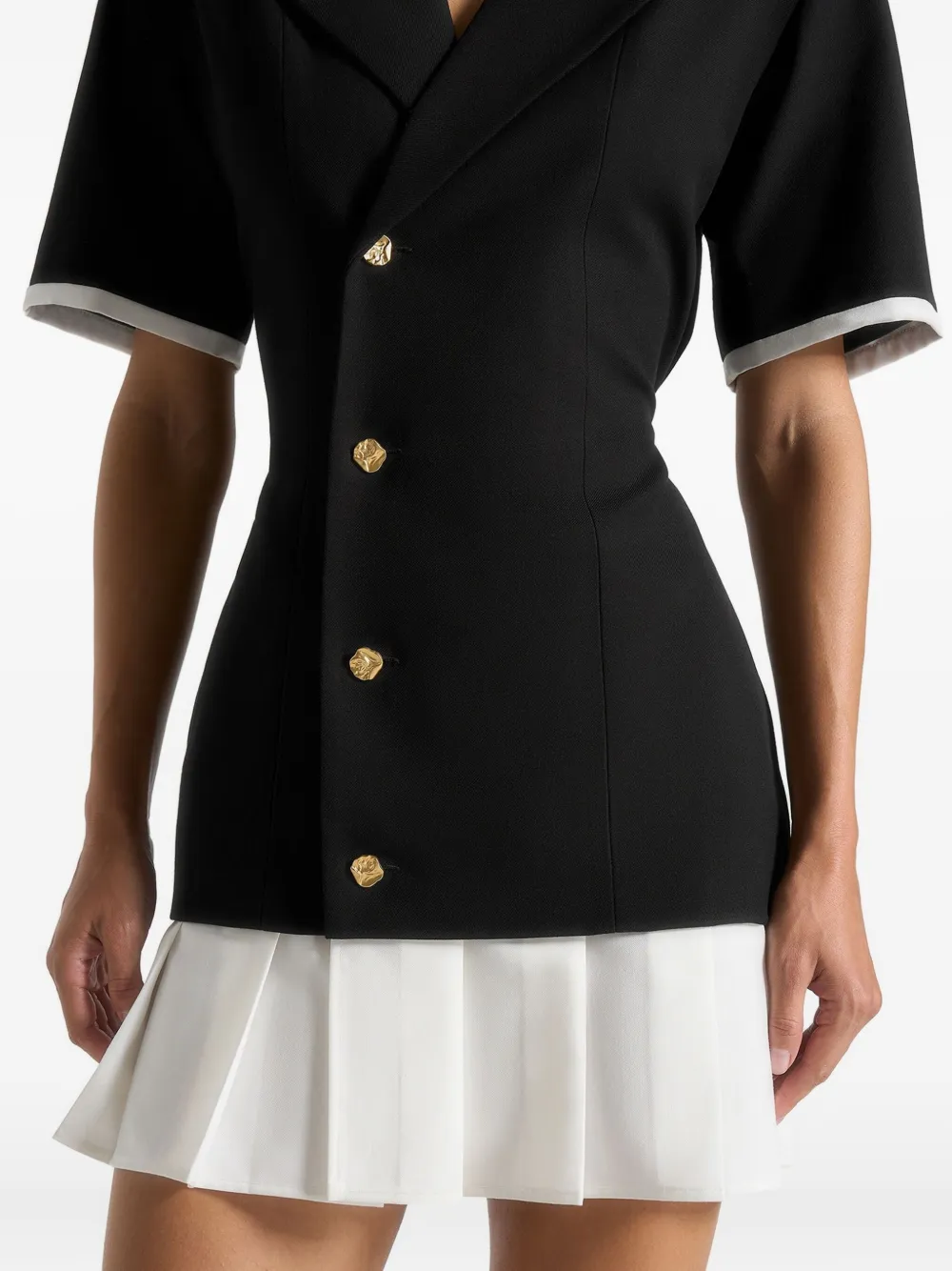 Manière De Voir Baya Pleated-skirt Blazer Mini Dress In Black
