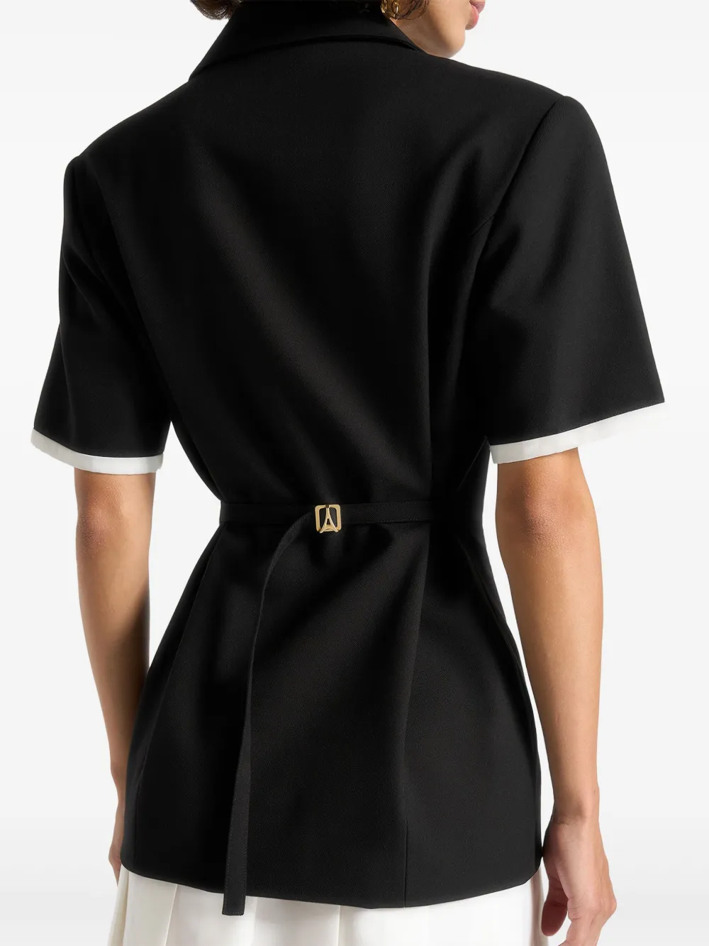 Manière De Voir Baya Pleated-skirt Blazer Mini Dress In Black
