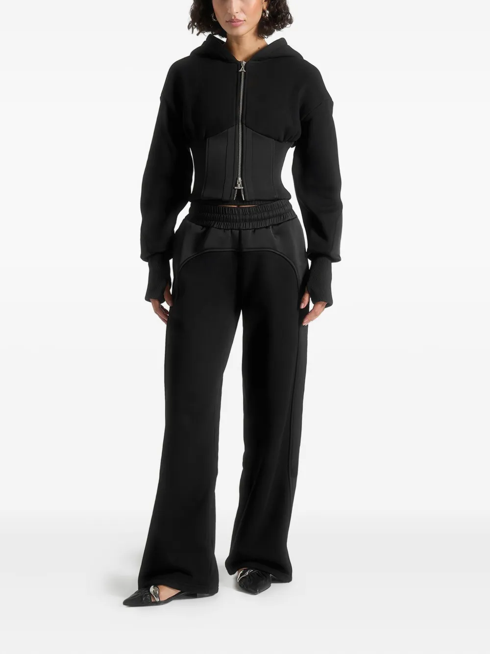 Manière De Voir Brune corset-detail zip hoodie | Hoodies | Image 2