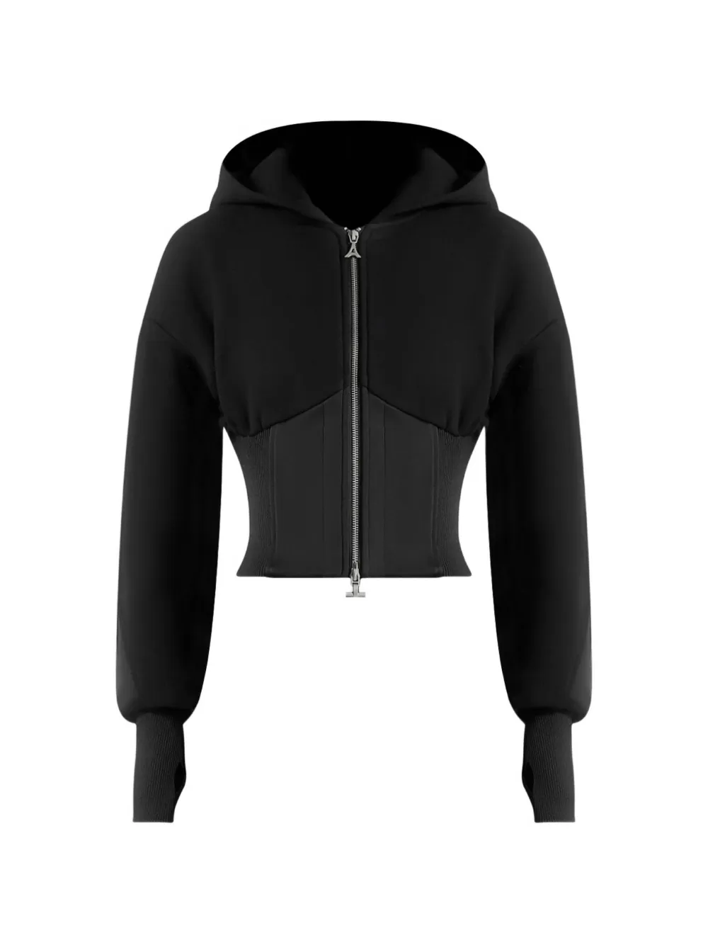 Manière De Voir Brune corset-detail zip hoodie - Nero