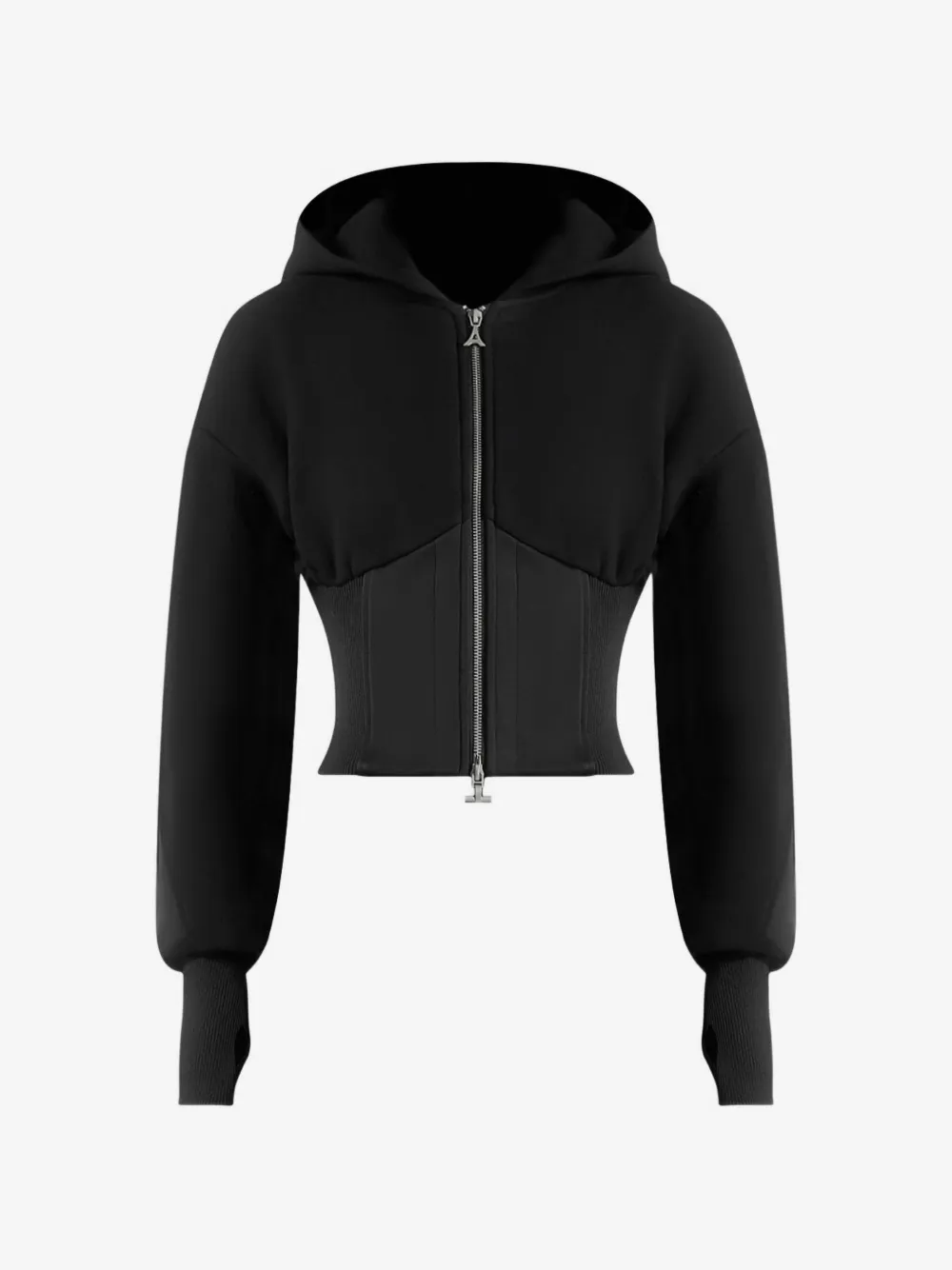 Manière De Voir Brune corset jersey et satin zip hoodie | 4