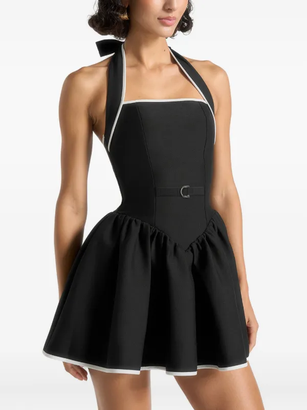 Manire De Voir Roxana halter-neck Peplum Mini Dress | Black | FARFETCH IL
