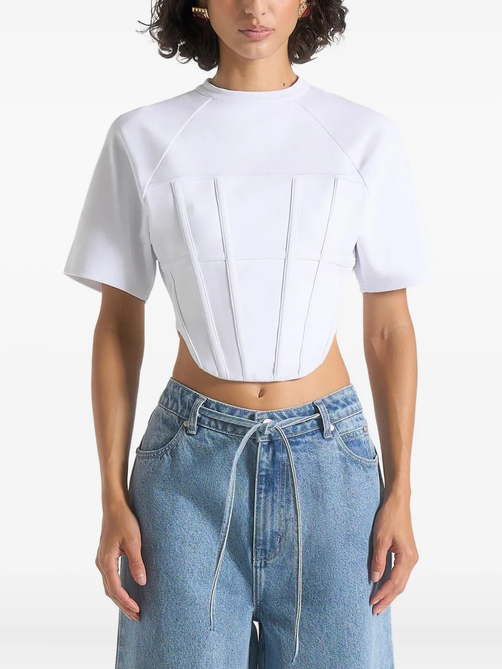Manière De Voir Juline コルセットディテール トップ - ホワイト Manière De Voir Juline コルセットディテール トップ - ホワイト