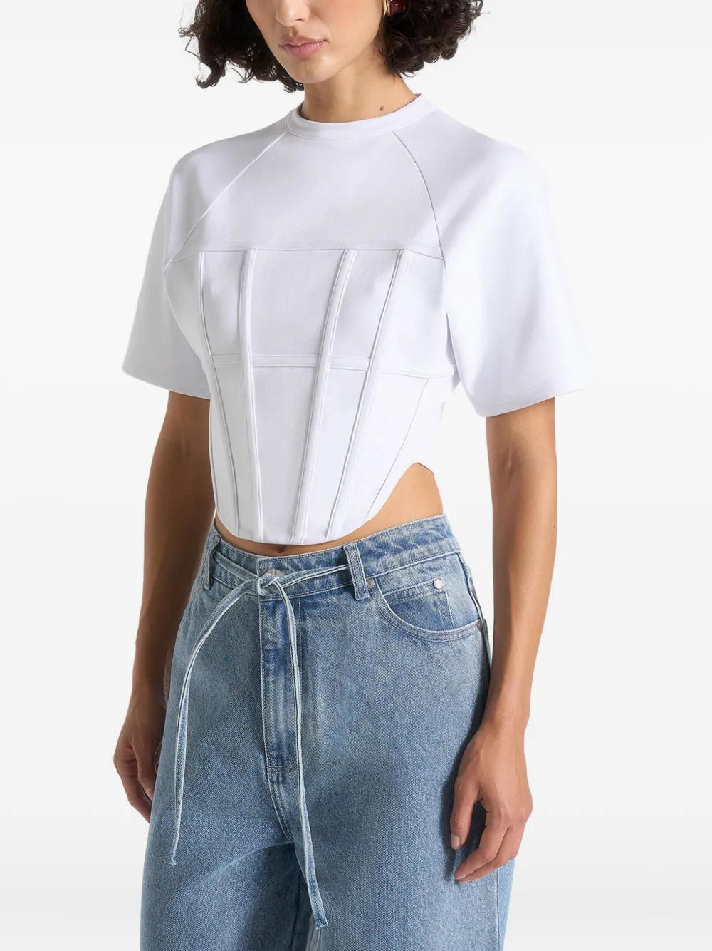 Manière De Voir Juline T-shirt met korset-detail Wit